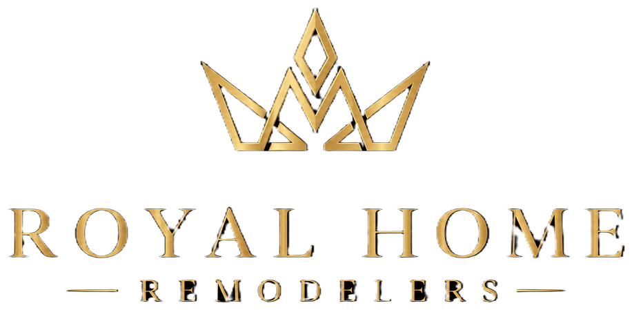 Royal Home Remodelers crown wordmark logo in gold